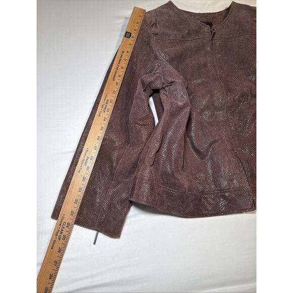 Terry Lewis Leather Jacket Womens 1X Brown Shiny Animal Print Classic Luxuries - Picture 8 of 13
